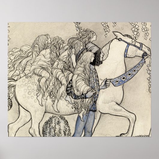 Poster John Bauer - Le Cheval qu'il a conduit au Bit (Devant)