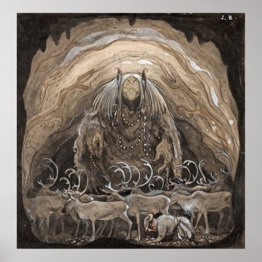 Poster John Bauer - L'homme qui marche parmi le gnome (Devant)