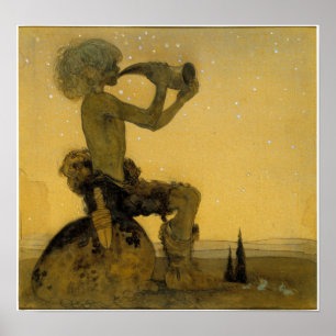 Poster John Bauer qu'il a soufflé sur le klaxon