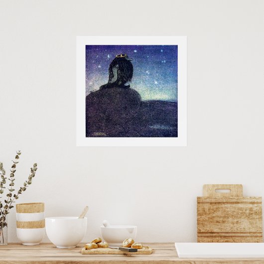 Poster John Bauer Roi du Troll Mountain en bleu (Cuisine)