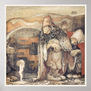 Poster John Bauer Troll couple Princesse bébé Changelins