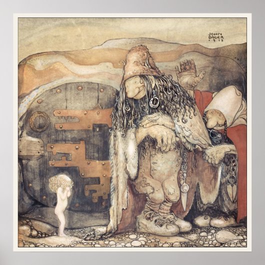 Poster John Bauer Troll couple Princesse bébé Changelins (Devant)