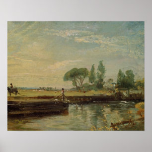 Poster John Constable   A Barge below Flatford Lock, c.18