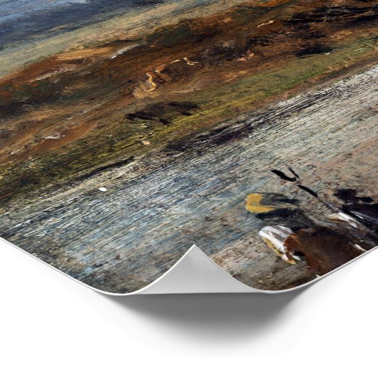 Poster John Constable Hampstead Heath, avec étang et bain (Coin)