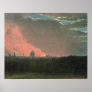 Poster John Constable Incendie à Londres vu de Hampstea