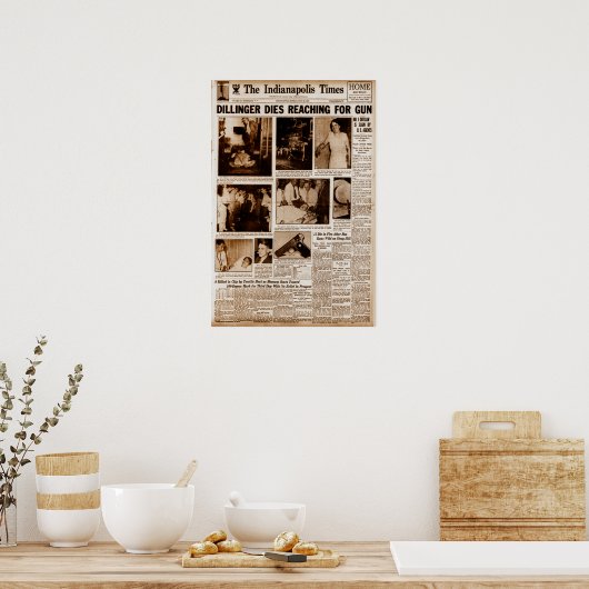 Poster John Dillinger L'Ennemi Public N° 1 Meure En Attei (Cuisine)