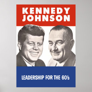 Poster John F. Kennedy et Lyndon B. Johnson, campagne des