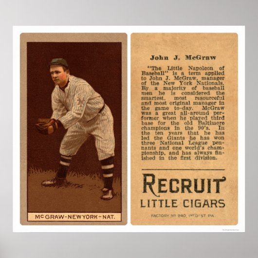 Poster John J McGraw Giants Baseball 1911 (Devant)
