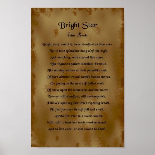Poster John Keats, Étoile Lumineuse (Devant)