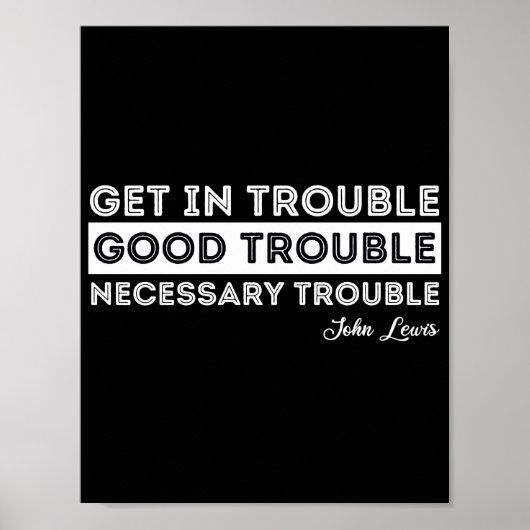 Poster John Lewis - Citation à propos des problèmes (Devant)