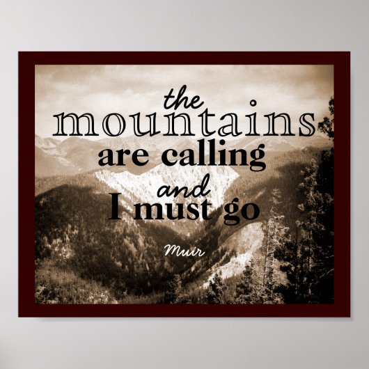 Poster John Muir cite l'affiche The Mountains Art Calling (Devant)