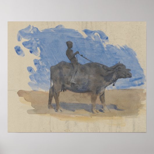 Poster John Singer Sargent - Boy on Water Buffalo (Devant)