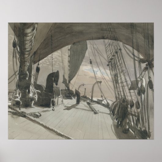 Poster John Singer Sargent - Deck of Ship in Moonlight (Devant)