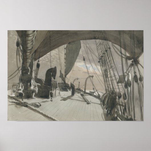 Poster John Singer Sargent - Deck of Ship in Moonlight (Devant)