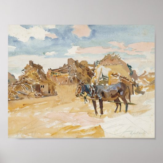 Poster John Singer Sargent - Mules et ruines (Devant)