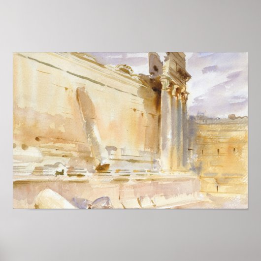 Poster John Singer Sargent - Temple de Bacchus, Baalbek (Devant)