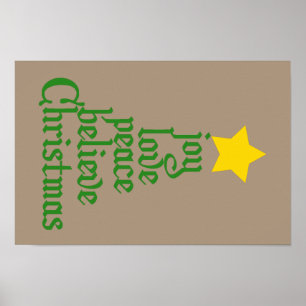 Poster Joie, Amour, Paix, Croire, Noël