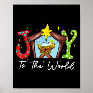 Poster Joie au monde Bébé Jésus Noël Scène de Nativité