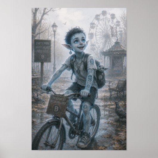 Poster Joie / Cycliste / Parc Vide (Devant)