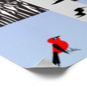 Poster Joie d'hiver - Chat avec foulard Birch Trees Cardi (Coin)