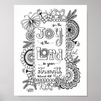 Poster Joie du Seigneur Écriture chrétienne Bible Verse