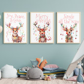 Poster Joie Peace Love Reindeer Festive Lumières