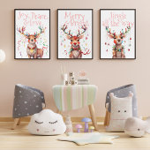 Poster Joie Peace Love Reindeer Festive Lumières