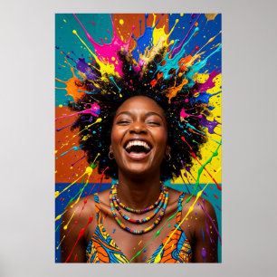Poster Joie rayonnante Reine noire éclaboussure de peintu