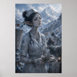Poster Joie silencieuse / Infirmière / Montagnes tibétain