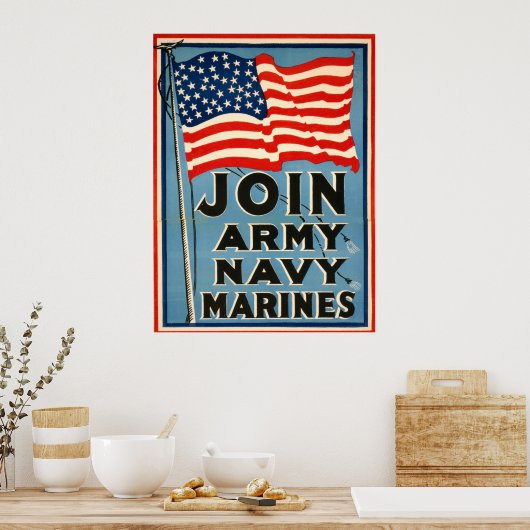Poster Join Army, Navy, Marines WPA 1917 (Cuisine)