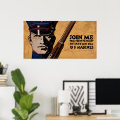 Poster Join Me Land Sea US Marines (Bureau à domicile)
