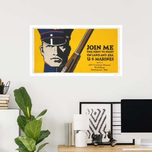 Poster Join me - U.S. Marines (Bureau à domicile)