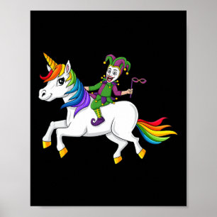 Poster Joker équitation Unicorn Mardi Gras Fun Girls