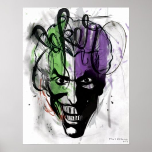 Poster Joker Neon Airbrush Portrait (Devant)
