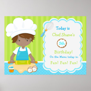 Poster Joli African American Boy Baking Anniversaire