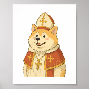 Poster Joli Akita pape - Création de chien drôle