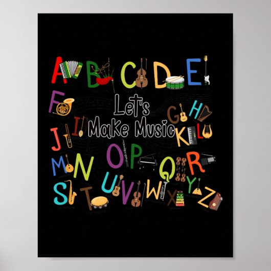 Poster Joli Alphabet Conception Pour Enseignant Musique H (Devant)