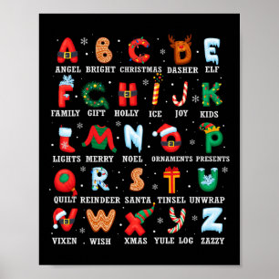 Poster Joli Alphabet de Noël Kindergarten Thé préscolaire
