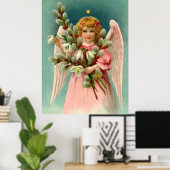 Poster Joli Ange En Robe Rose (Bureau à domicile)