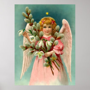 Poster Joli Ange En Robe Rose