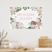 Poster Joli animal de ferme vert rose signe de bienvenue (Cuisine)