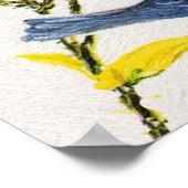Poster Joli arbre d'oiseau bleu chantant (Coin)