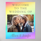 Poster Joli arc-en-ciel Mariage photo personnalisé Bienve (Devant)