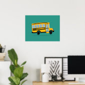Poster Joli Art de Bus Scolaire (Bureau à domicile)