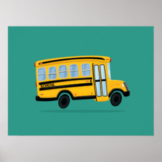 Poster Joli Art de Bus Scolaire