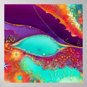 Poster Joli Art De La Plage Abstrait