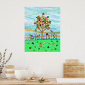 Poster Joli Art populaire Whimsical Autumn Tree Feuilles  (Cuisine)