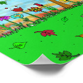 Poster Joli automne Feuilles Automne Arbre Folk Art (Coin)