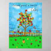 Poster Joli automne Feuilles Automne Arbre Folk Art (Devant)