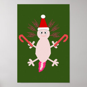 Poster Joli Axolotl de Noël
